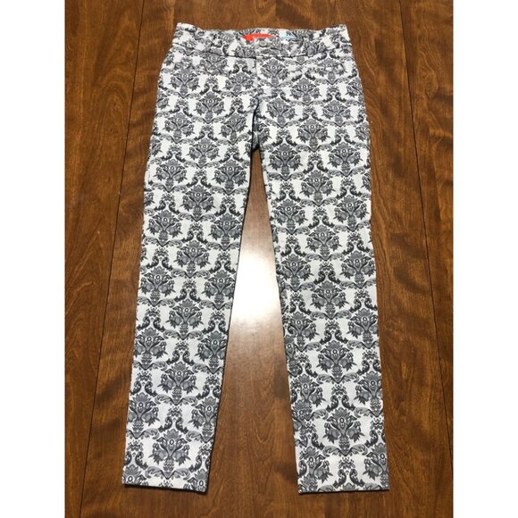 Anthropologie Cartonnier Grey Silver Tapestry Charlie Ankle Pencil Pants 0 - Picture 1 of 11